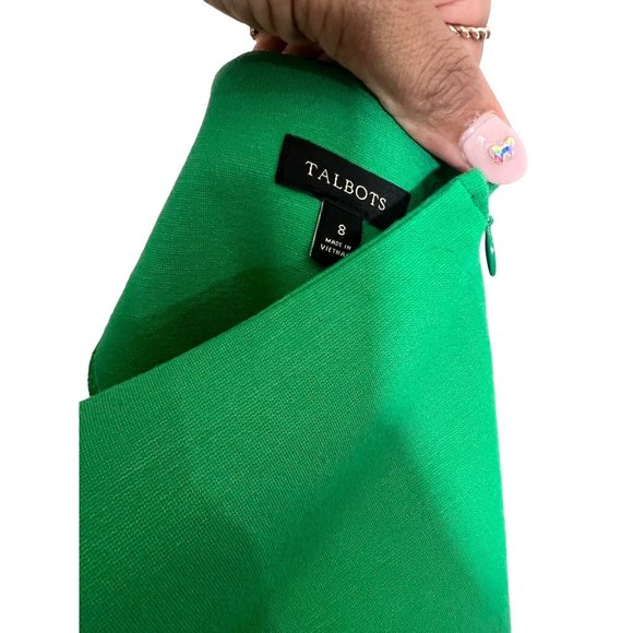 TALBOTS Green V-Neck Short Sleeve Midi Size 8 Dress - Picture 3 of 8